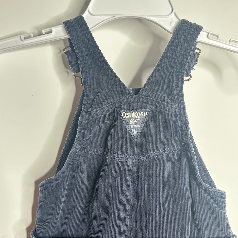 Oshkosh B'gosh Boys Jersey-Lined Corduroy Overalls Infant 12M Navy - Picture 4 of 7